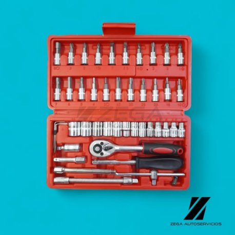 SEIS CAJA LLAVE TUBOS Y PUNTAS X 46 PIEZAS AF4615