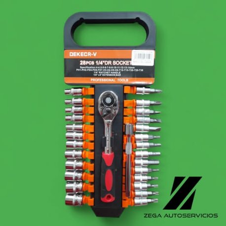DEKECR-V juego de tubos y puntas 1/4" x28 piezas